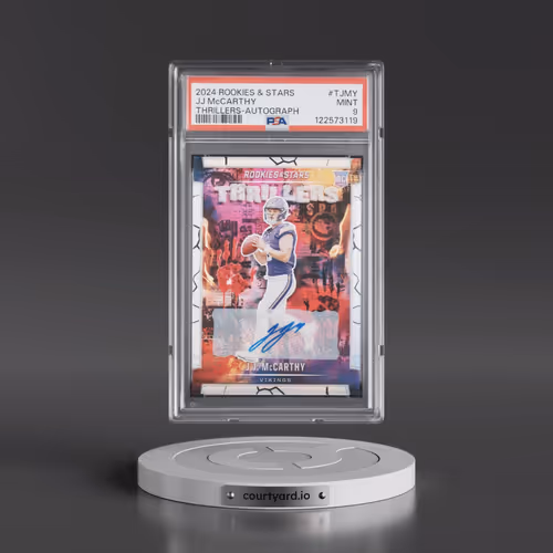 2024 Panini Rookies & Stars Thrillers #TJMY JJ McCarthy - Autograph (PSA 9 MINT)