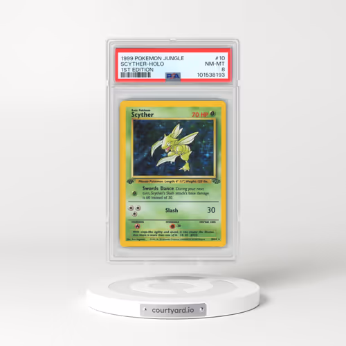 1999 Pokémon Jungle #10 Scyther - 1st Edition Holo (PSA 8 NM-MT)