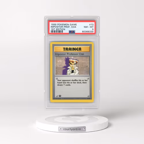 1999 Pokémon Game #73 Impostor Professor Oak - 1st Edition (PSA 8 NM-MT)
