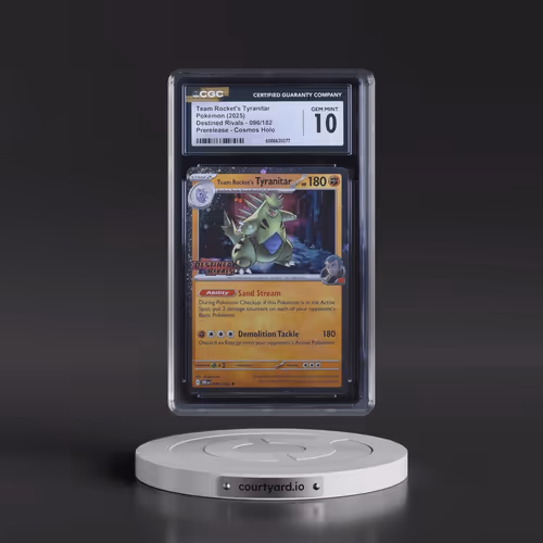 2025 Destined Rivals - DRI EN #096/182 Team Rocket's Tyranitar - Prerelease Cosmos Holo (CGC 10 GEM