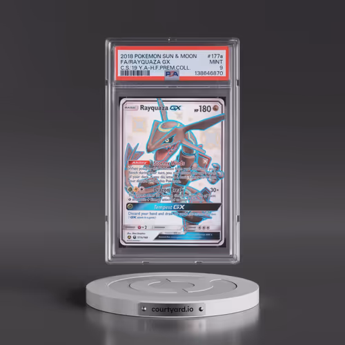 2018 Pokémon Sun & Moon Celestial Storm #177a Rayquaza GX - Holo Full Art 2019 Yellow A Hidden Fates