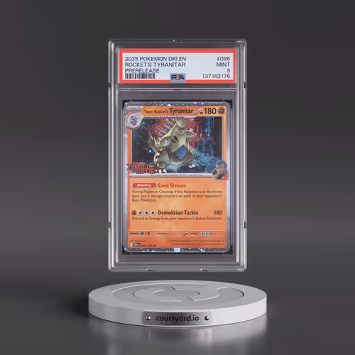 2025 Pokémon Dri EN-Destined Rivals #096 Team Rocket's Tyranitar - Prerelease (PSA 9 MINT)