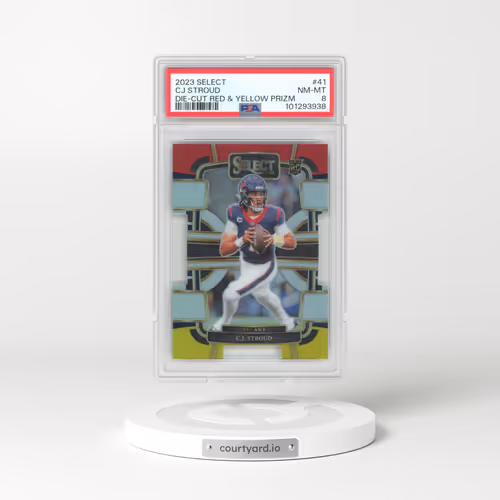2023 Panini Select #41 CJ Stroud - Die-Cut Red & Yellow Prizm (PSA 8 NM-MT)
