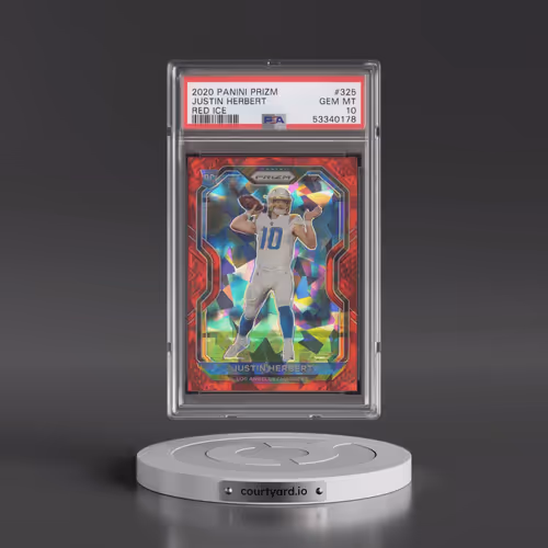 2020 Panini Prizm #325 Justin Herbert - Red Ice (PSA 10 GEM MINT)