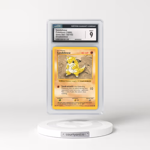 1999 Base Set #62/102 Sandshrew - Shadowless Shadowless (CGC 9 MINT)