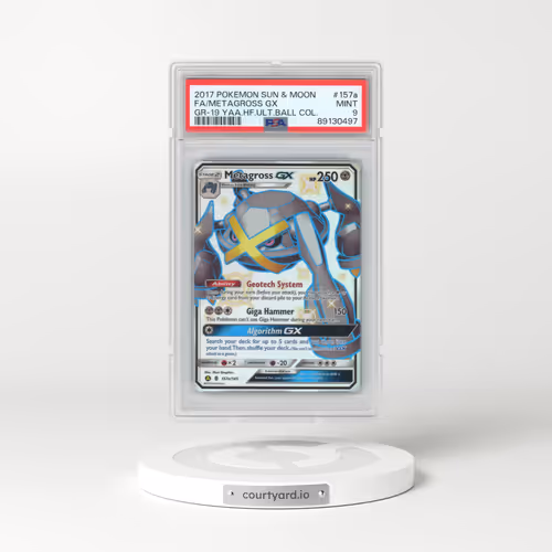 2017 Pokémon Sun & Moon Guardians Rising #157a Metagross GX - Holo Full Art 2019 Yellow A Alternate Art Hidden Fates Ultra Ball Collection (PSA 9 MINT)