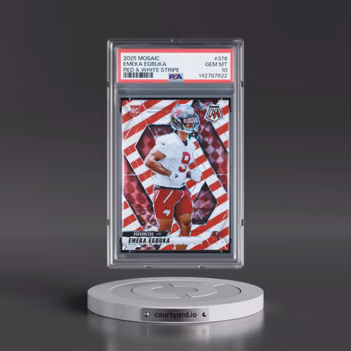 2025 Panini Mosaic #376 Emeka Egbuka - Red & White Stripe (PSA 10 GEM MINT)