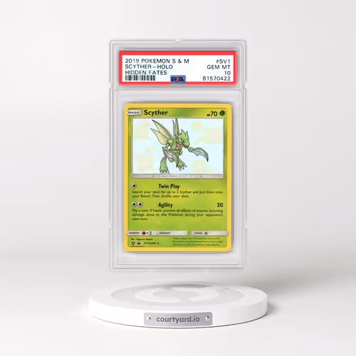 2019 Pokémon Sun & Moon Hidden Fates #SV1 Scyther - Holo (PSA 10 GEM MINT)