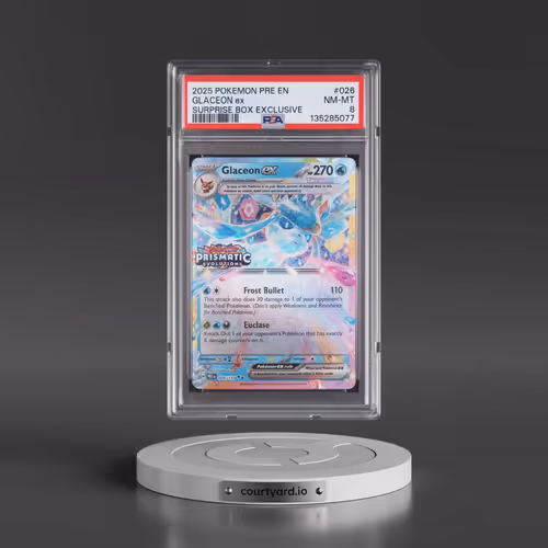 2025 Pokémon Pre EN-Prismatic Evolutions #026 Glaceon EX - Holo Surprise Box Exclusive (PSA 8 NM-MT)
