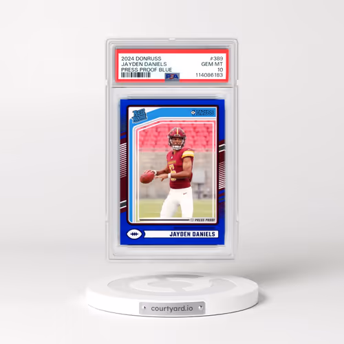 2024 Panini Donruss #389 Jayden Daniels - Press Proof Blue (PSA 10 GEM MINT)