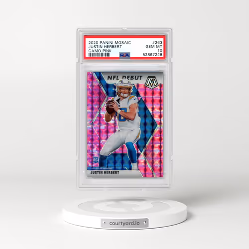 2020 Panini Mosaic #263 Justin Herbert - Camo Pink (PSA 10 GEM MINT)