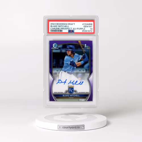 2023 Bowman Draft Chrome Prospect Autograph #CDABMI Blake Mitchell - Purple Refractor (PSA 10 GEM MI