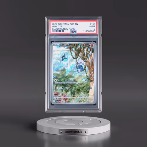 2024 Pokémon Scr EN-Stellar Crown #153 Meditite - Illustration Rare (PSA 9 MINT)