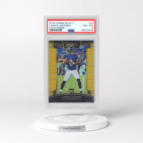 2018 Panini Select #70 Lamar Jackson - Gold Prizm (PSA 8 NM-MT)