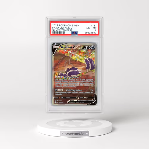2022 Pokémon Sword & Shield Silver Tempest #181 Skuntank V - Holo Full Art (PSA 8 NM-MT)