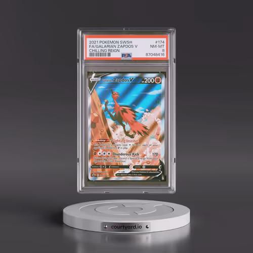 2021 Pokémon Sword & Shield Chilling Reign #174 Galarian Zapdos V - Holo Full Art (PSA 8 NM-MT)