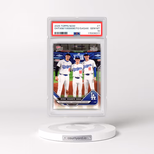 2025 Topps Now #7 Roki Sasaki/Shohei Ohtani/Yoshinobu Yamamoto (PSA 10 GEM MINT)