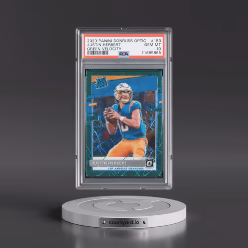 2020 Panini Donruss Optic #153 Justin Herbert - Green Velocity (PSA 10 GEM MINT)