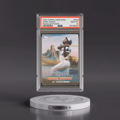 2023 Topps X Bob Ross the Joy of Baseball Peaks of Power #PK9 Hank Aaron (PSA 10 GEM MINT)