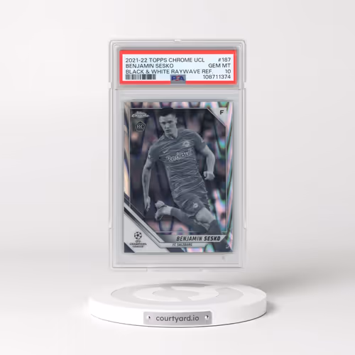 2021 Topps Chrome UEFA Champions League #187 Benjamin Sesko - Black & White Raywave Refractor (PSA 1