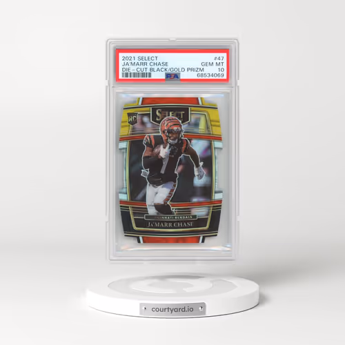 2021 Panini Select #47 JA'Marr Chase - Die-Cut Black/Gold Prizm (PSA 10 GEM MINT)