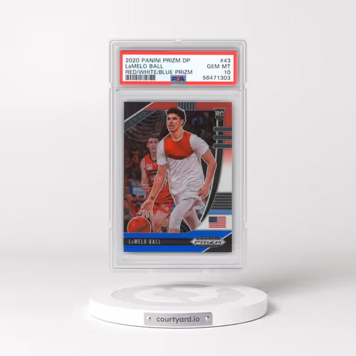 2020 Panini Prizm Draft Picks #43 LaMelo Ball - Red/White/Blue Prizm (PSA 10 GEM MINT)