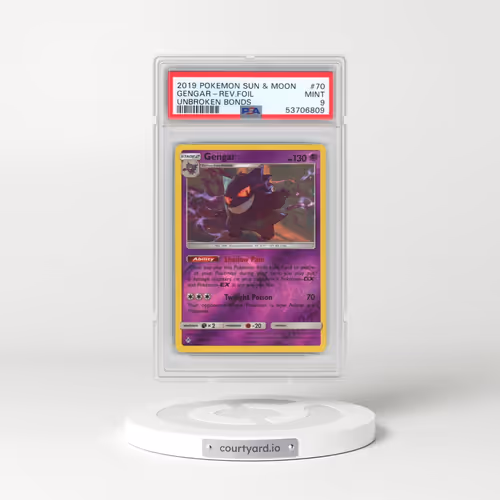 2019 Pokémon Sun & Moon Unbroken Bonds #70 Gengar - Reverse Foil (PSA 9 MINT)