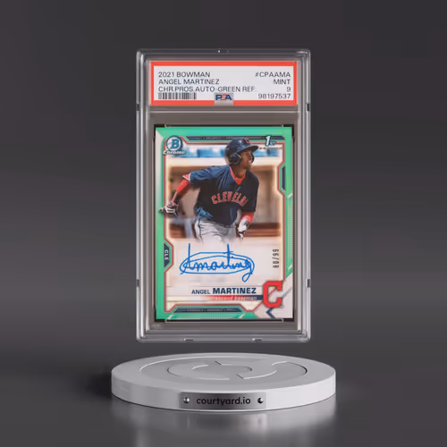 2021 Bowman Chrome Prospect Autographs #CPAAMA Angel Martinez - Green Refractor (PSA 9 MINT)
