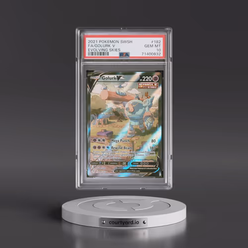 2021 Pokémon Sword & Shield Evolving Skies #182 Golurk V - Holo Full Art (PSA 10 GEM MINT)