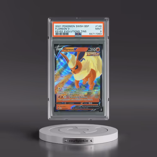 2021 Pokémon Swsh Black Star Promo #149 Flareon V - Holo Eevee Evolutions Tins (PSA 9 MINT)