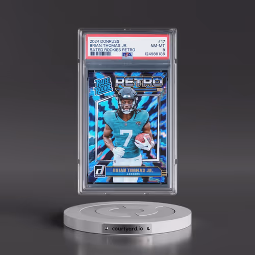2024 Panini Donruss Rated Rookies Retro #17 Brian Thomas Jr. (PSA 8 NM-MT)
