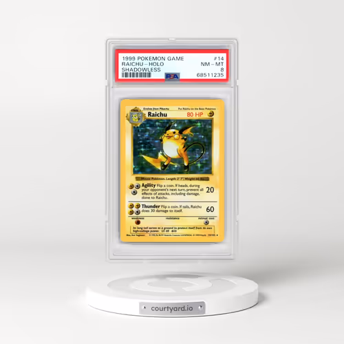1999 Pokémon Game #14 Raichu - Holo Shadowless (PSA 8 NM-MT)