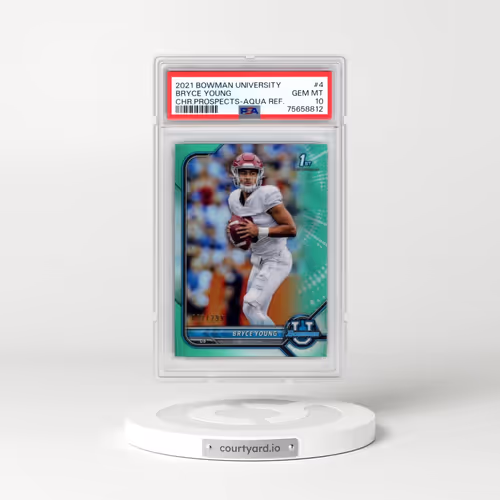 2021 Bowman University Chrome Prospects #4 Bryce Young - Aqua Refractor (PSA 10 GEM MINT)
