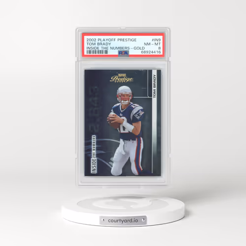 2002 Playoff Prestige Inside the Numbers #IN9 Tom Brady - Gold (PSA 8 NM-MT)