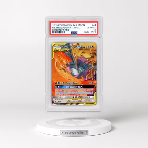 2019 Pokémon Sun & Moon Hidden Fates #44 Moltres & Zapdos & Articuno GX - Holo (PSA 10 GEM MINT)