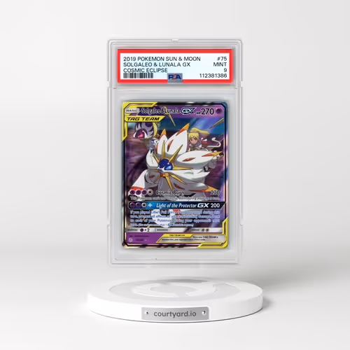 2019 Pokémon Sun & Moon Cosmic Eclipse #75 Solgaleo & Lunala GX - Holo (PSA 9 MINT)