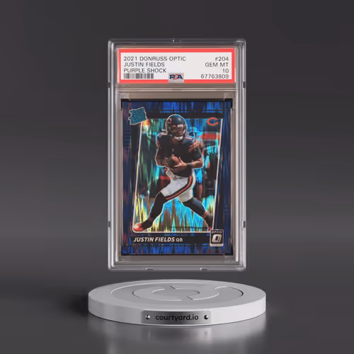 2021 Panini Donruss Optic #204 Justin Fields - Purple Shock (PSA 10 GEM MINT)