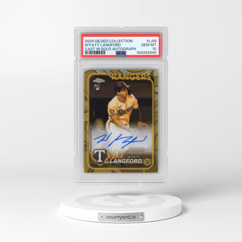 2024 Topps Gilded Collection Topps Chrome Cast in Gold Variation Autographs #LAN Wyatt Langford (PSA 10 GEM MINT)
