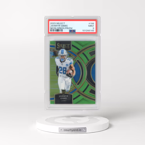 2023 Panini Select #198 Jahmyr Gibbs - Neon Green Prizm (PSA 9 MINT)