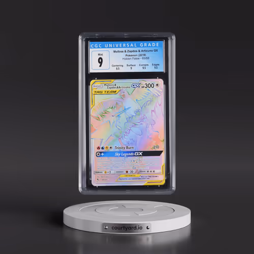 2019 Hidden Fates #69/68 Moltres & Zapdos & Articuno GX - Rainbow Rare Holo (CGC 9 MINT)