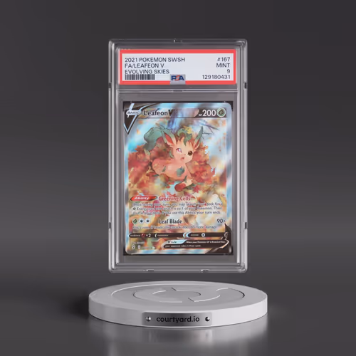 2021 Pokémon Sword & Shield Evolving Skies #167 Leafeon V - Holo Full Art (PSA 9 MINT)