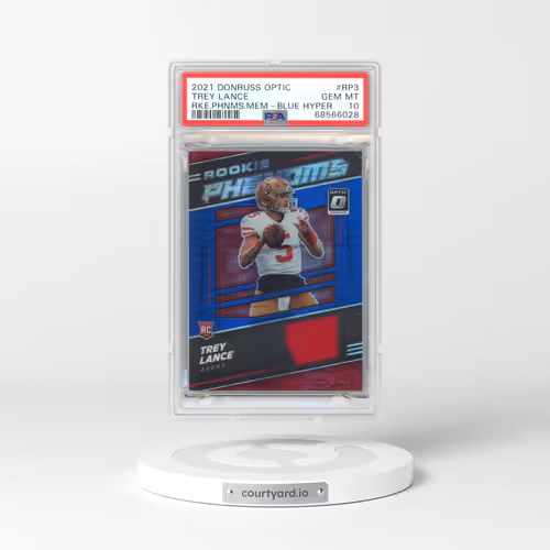 2021 Panini Donruss Optic Rookie Phenoms Memorabilia #RP3 Trey Lance - Blue Hyper (PSA 10 GEM MINT)