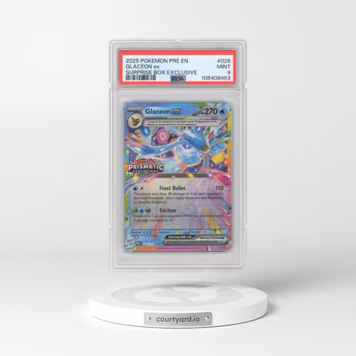2025 Pokémon Pre EN-Prismatic Evolutions #026 Glaceon EX - Holo Surprise Box Exclusive (PSA 9 MINT)