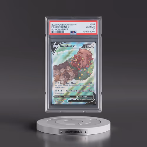 2021 Pokémon Sword & Shield Fusion Strike #257 Greedent V - Holo Full Art (PSA 10 GEM MINT)
