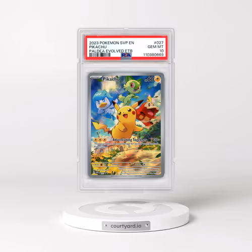 2023 Pokémon Svp EN-SV Black Star Promo #027 Pikachu - Paldea Evolved Elite Trainer Box (PSA 10 GEM