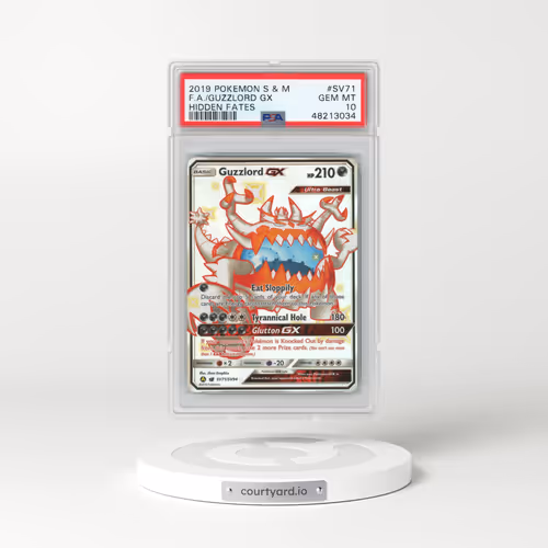 2019 Pokémon Sun & Moon Hidden Fates #SV71 Guzzlord GX - Holo Full Art (PSA 10 GEM MINT)