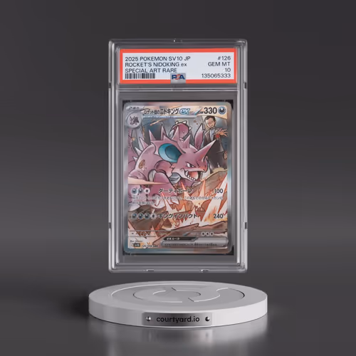 2025 Pokémon SV10-Glory of Team Rocket #126 Team Rocket's Nidoking EX - Holo Special Art Rare (PSA 1