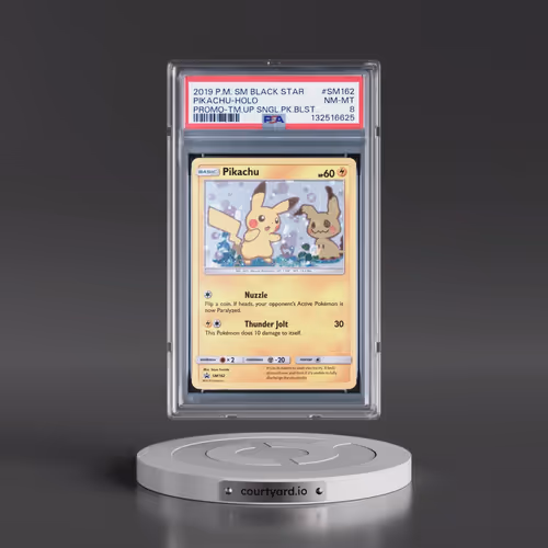 2019 Pokémon SM Black Star Promo #SM162 Pikachu - Holo Team Up Single Pack Blisters (PSA 8 NM-MT)