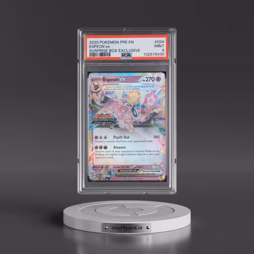 2025 Pokémon Pre EN-Prismatic Evolutions #034 Espeon EX - Holo Surprise Box Exclusive (PSA 9 MINT)