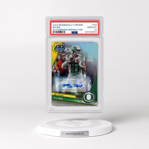 2023 Bowman University Chrome #159 Bo Nix - Autograph-Refractor (PSA 10 GEM MINT)